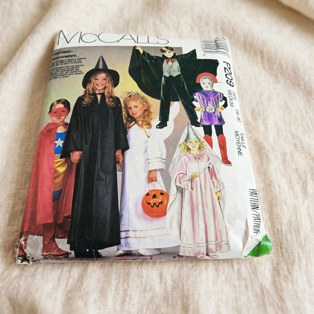 McCall's P209 Children's Halloween Costume Sewing Pattern Witch Vampire Angel